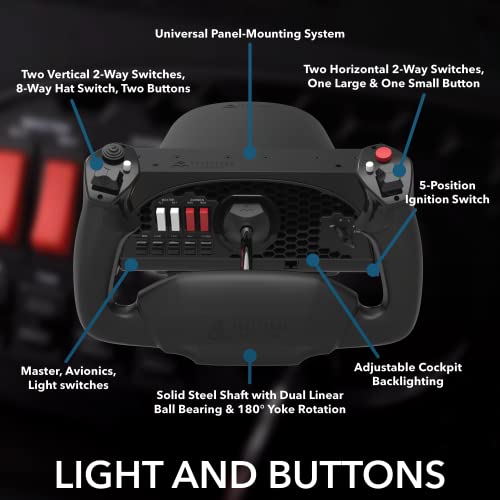 Honeycomb Aeronautical Alpha Flight Controls Yoke & Switch Panel in aviation quality for flight simulators | Universal control system for simmers, student pilots and pilots | Flight simulator for PC