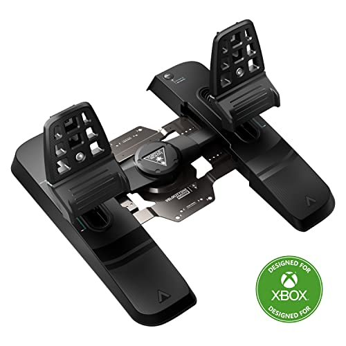 Turtle Beach VelocityOne Universal Rudder Pedals for Windows 10 & 11 PCs, Xbox Series X, Xbox Series S, and Xbox One Featuring Smooth Rudder Axis, Adjustable Brakes and Pedal Width – Black