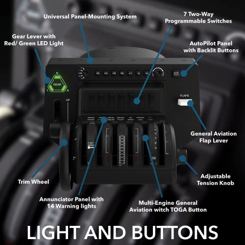 Honeycomb Flight Simulator Bravo Throttle Quadrant - Trim, Gear, Flaps, Autopilot, Raiso Swtich Panel - 6 Interchangeable Levers